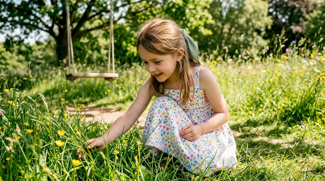 Child outdoors in loose light clothing