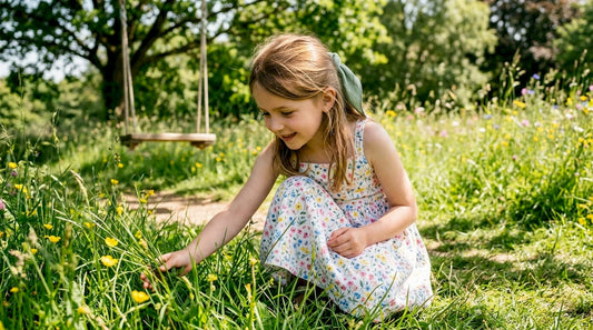 Child outdoors in loose light clothing