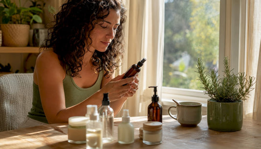 Woman reading natural mosquito repellent label