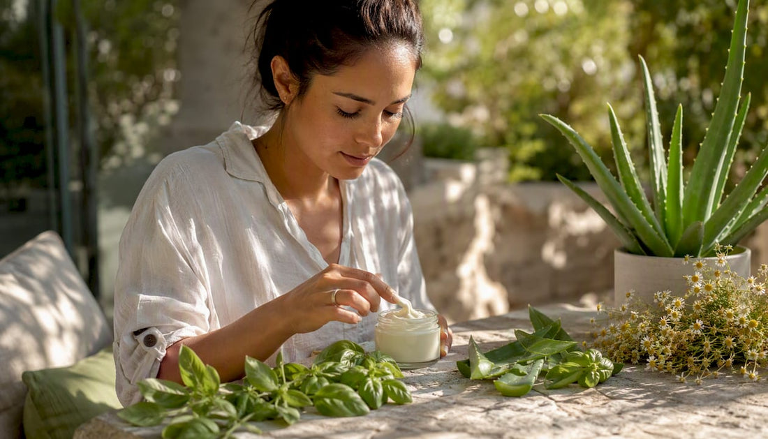 Hand scooping natural whipped body butter
