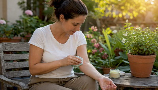 Person applying cool compress to insect bite